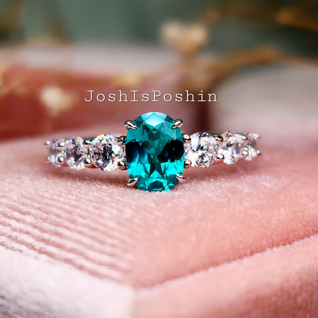 1.90ctw Genuine Paraiba Tourmaline Ring In Sterling Silver